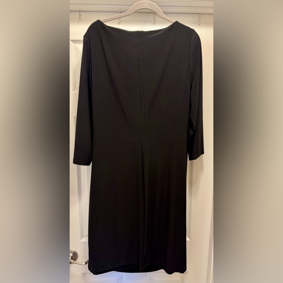 Anne Klein Black Draped Long Sleeve Dress - Picture 4 of 7